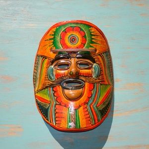 Clay Mask Handmade Day of Dead Ceramic Tribal Halloween Home Party Decoration